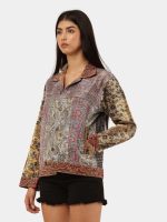 Satin Scarf & Vintage Canvas Jacket – Intricate Stitch Detail - Image 18