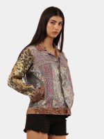 Satin Scarf & Vintage Canvas Jacket – Intricate Stitch Detail - Image 20