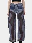 Denim Pants with Red Thread Detailing & 3D Pocket Design