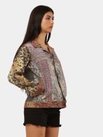 Satin Scarf & Vintage Canvas Jacket – Intricate Stitch Detail - Image 12