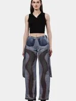 Denim Pants with Red Thread Detailing & 3D Pocket Design - Image 14
