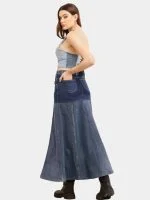 Denim Panelled Maxi Skirt - Image 7