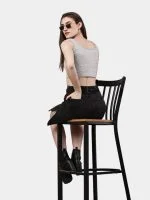 Black Pants Skirt with Dual Side Zippers - Image 13