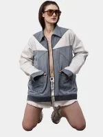 Dual-Tone Denim Patchwork Jacket - Image 11