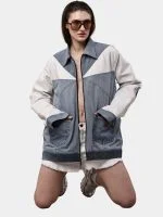 Dual-Tone Denim Patchwork Jacket - Image 10