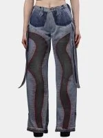 Denim Pants with Red Thread Detailing & 3D Pocket Design - Image 12
