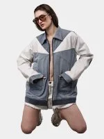 Dual-Tone Denim Patchwork Jacket - Image 9
