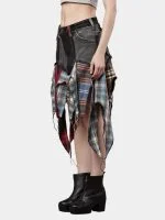 Levi’s & Flannel Patchwork Boho Skirt - Image 7