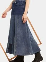 Denim Panelled Maxi Skirt - Image 12