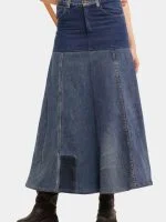 Denim Panelled Maxi Skirt - Image 8