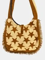 Upcycled Tapestry Star Fringe Shoulder Bag - Image 4