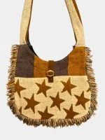 Upcycled Tapestry Star Fringe Shoulder Bag - Image 6