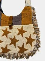 Upcycled Tapestry Star Fringe Shoulder Bag - Image 7