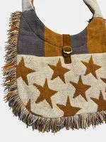 Upcycled Tapestry Star Fringe Shoulder Bag - Image 5