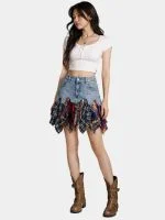 Levi’s Denim Patchwork Plaid & Flannel Mini Skirt - Image 5