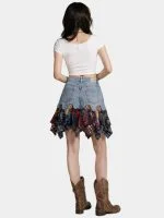 Levi’s Denim Patchwork Plaid & Flannel Mini Skirt - Image 6