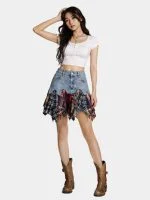 Levi’s Denim Patchwork Flannel Mini Skirt - Image 6