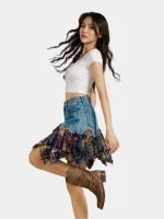 Levi’s Denim Patchwork Flannel Mini Skirt - Image 5