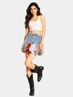Levi’s Denim Patchwork Plaid Mini Skirt - Image 9