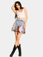 Levi’s Denim Patchwork Plaid Mini Skirt - Image 7